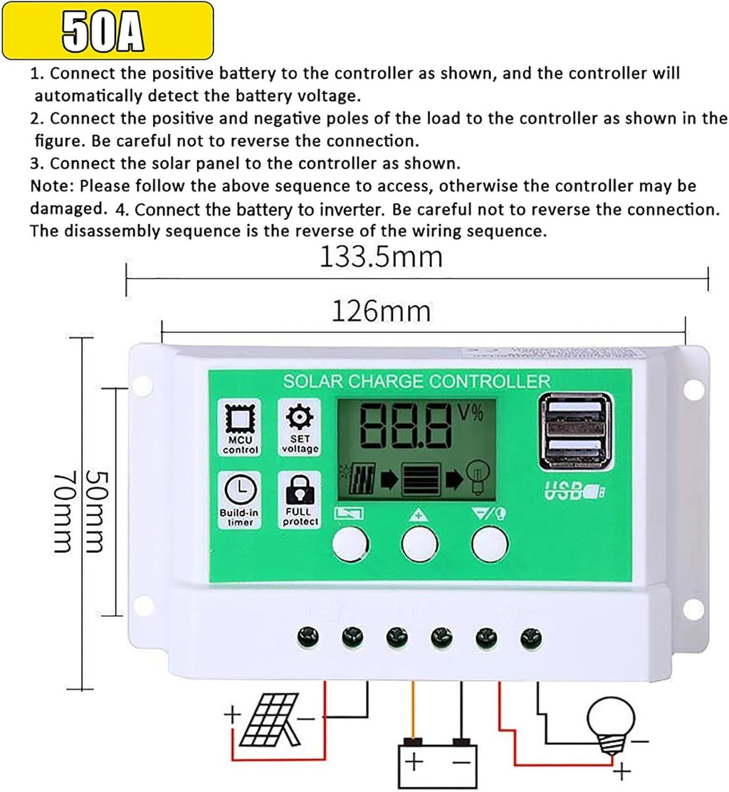 10000W Complete Solar Inverter Kit Rv Solar Panel Kit Includes 50A Controller And100W Solar Panel Suitable for Home and Outdoor Power Generation(12V-110V)