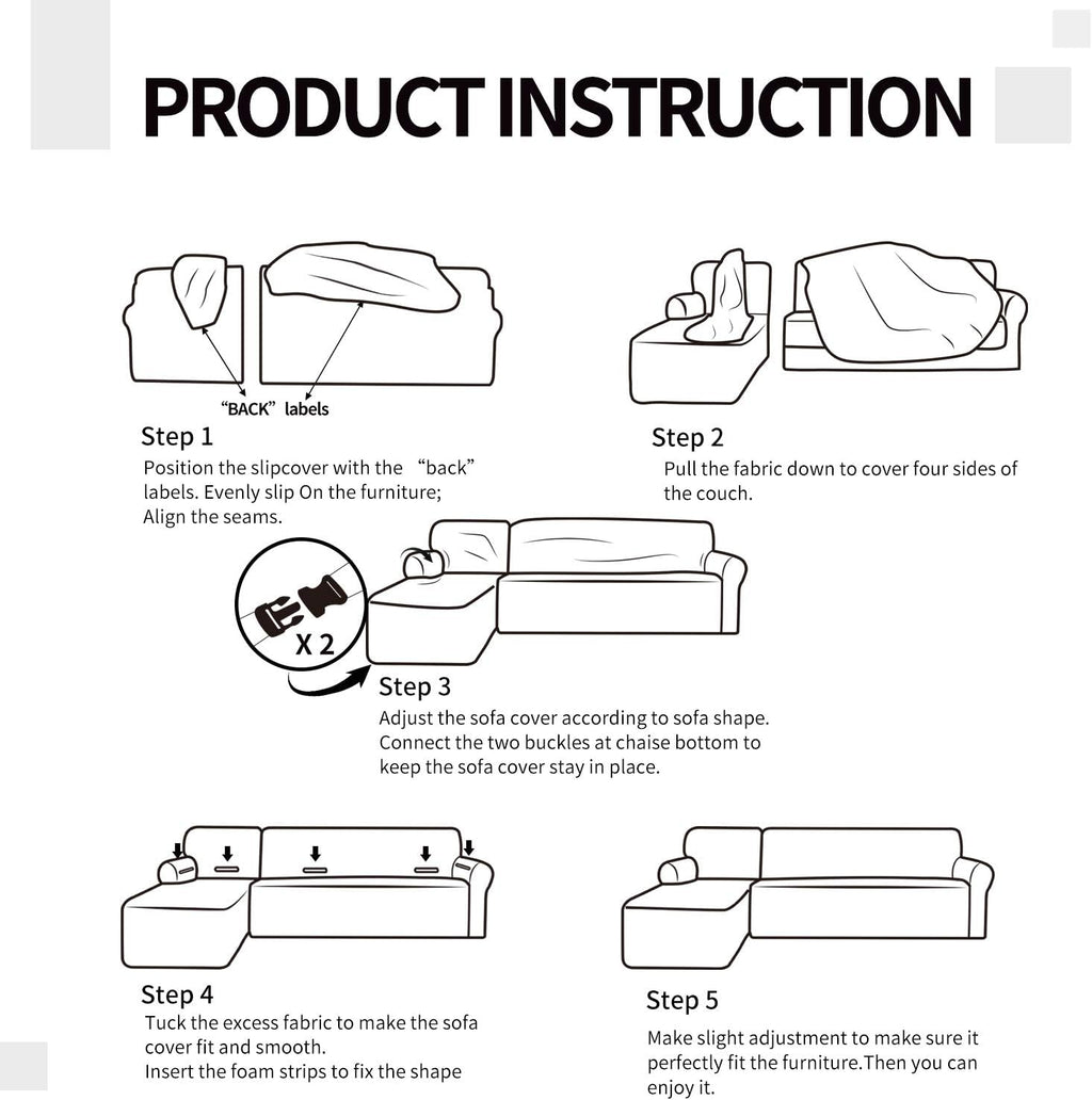 Easy-Going Stretch Sofa Slipcover 2 Pieces L-Shaped Sofa Cover Sectional Couch Cover for Living Room Jacquard Fabric Chaise Lounge Slipcover with Elastic Bottom for Dogs Kids Pets(X-Large,Camel)