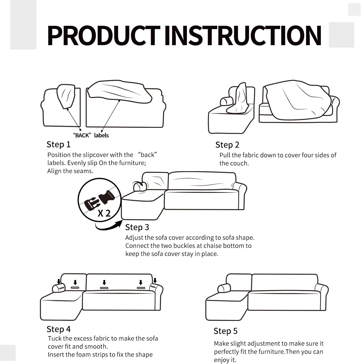 Easy-Going Stretch Sofa Slipcover 2 Pieces L-Shaped Sofa Cover Sectional Couch Cover for Living Room Jacquard Fabric Chaise Lounge Slipcover with Elastic Bottom for Dogs Kids Pets(X-Large,Camel)