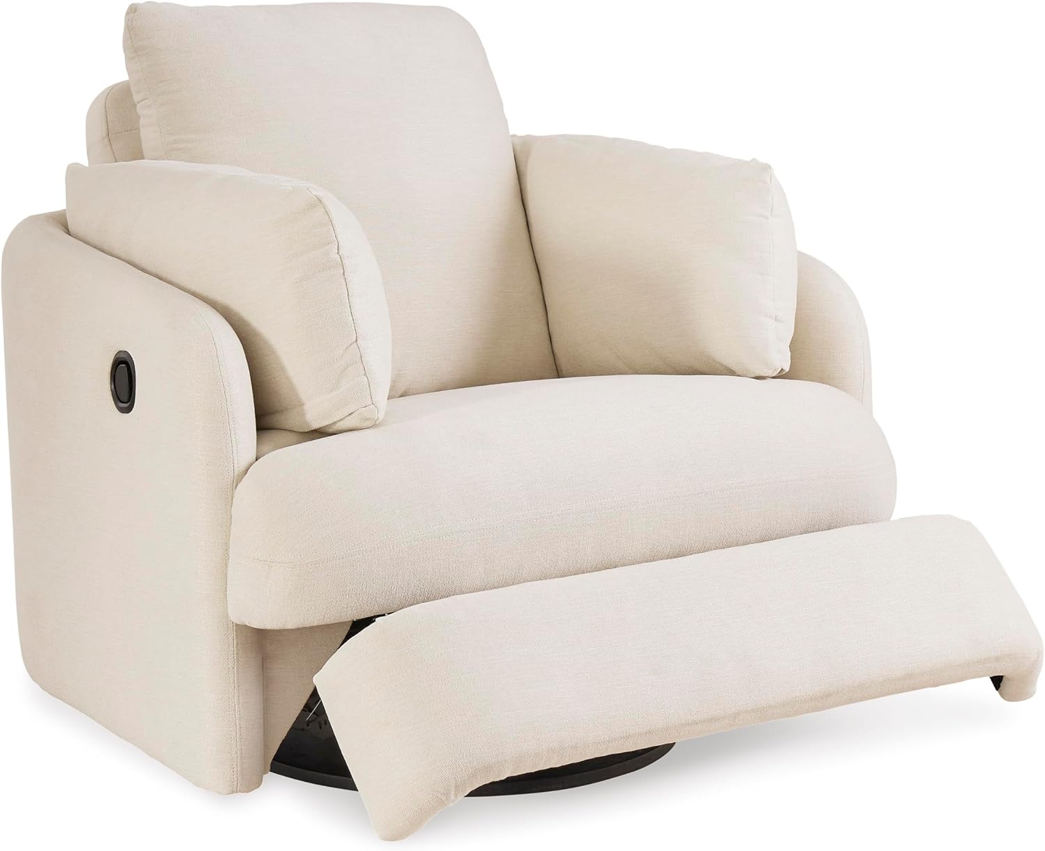 Signature Design by Ashley Modmax Coastal Press-Back Swivel Glider Rocker Recliner with Machine Washable Cover, Hidden Storage Compartments and 2 Bolster Pillows, Beige