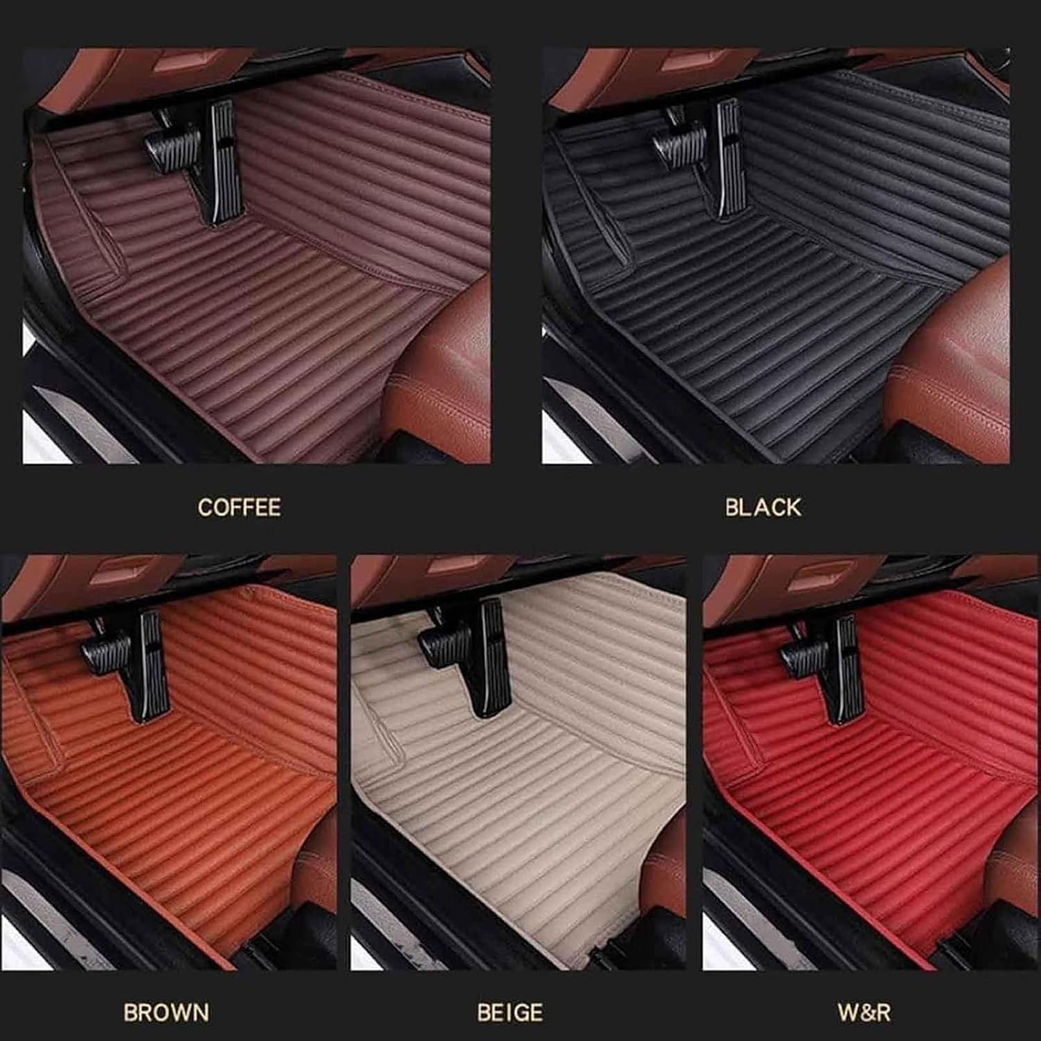 Custom All-Weather Car Floor Mats for Hyundai Veloster 2011-2015, Waterproof Anti-Slip Leather Mats Full Coverage 3D Design Cargo Liners Accessories, Black-Red