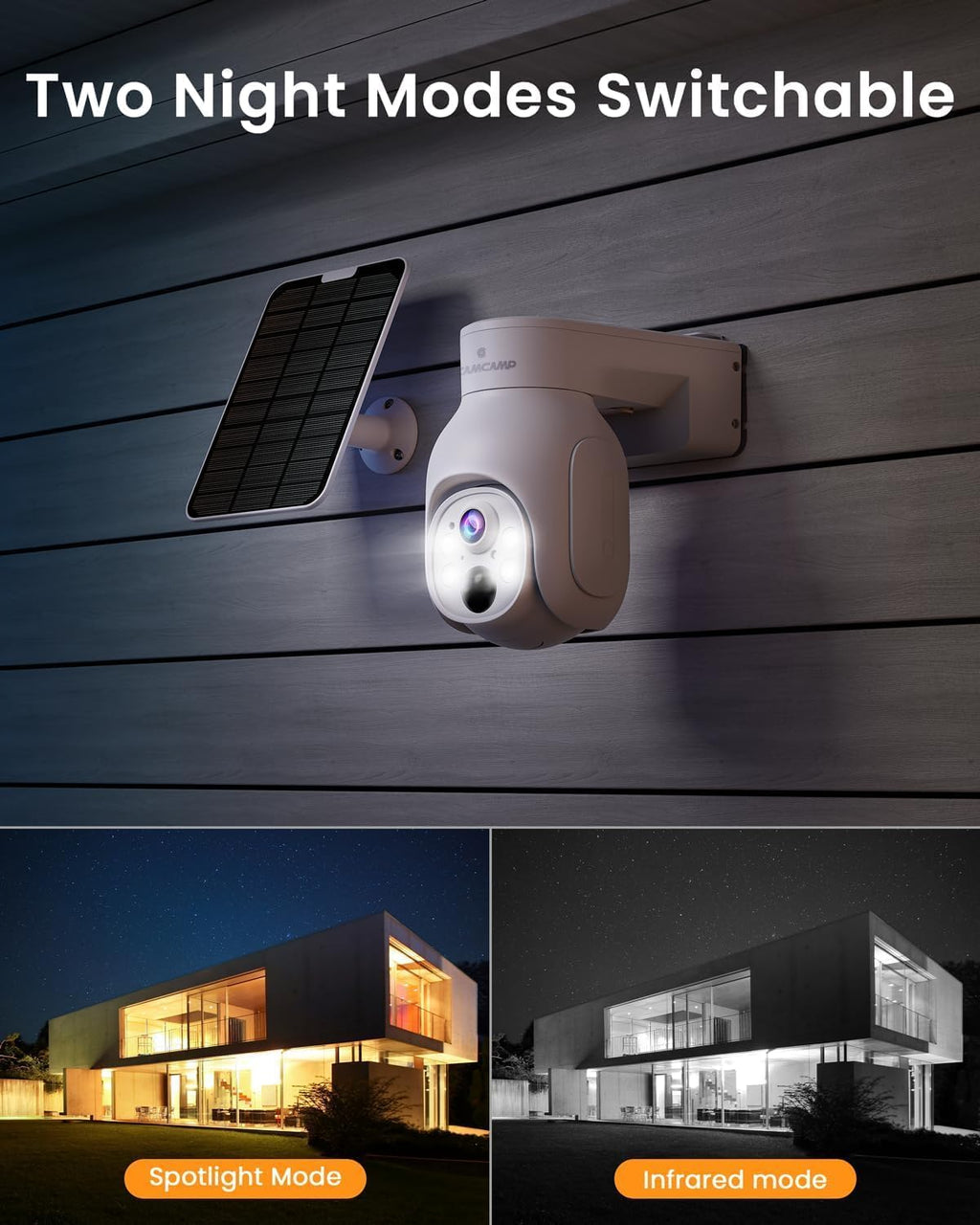 Camcamp Wireless Security Camera System, Solar Powered PTZ 6 Cam-kit Camera Security System, 500GB HDD, 4MP NVR,Easy Installation, Color Night Vision, 2 Way Audio, 2.4G & 5G WiFi for Home Outdoor