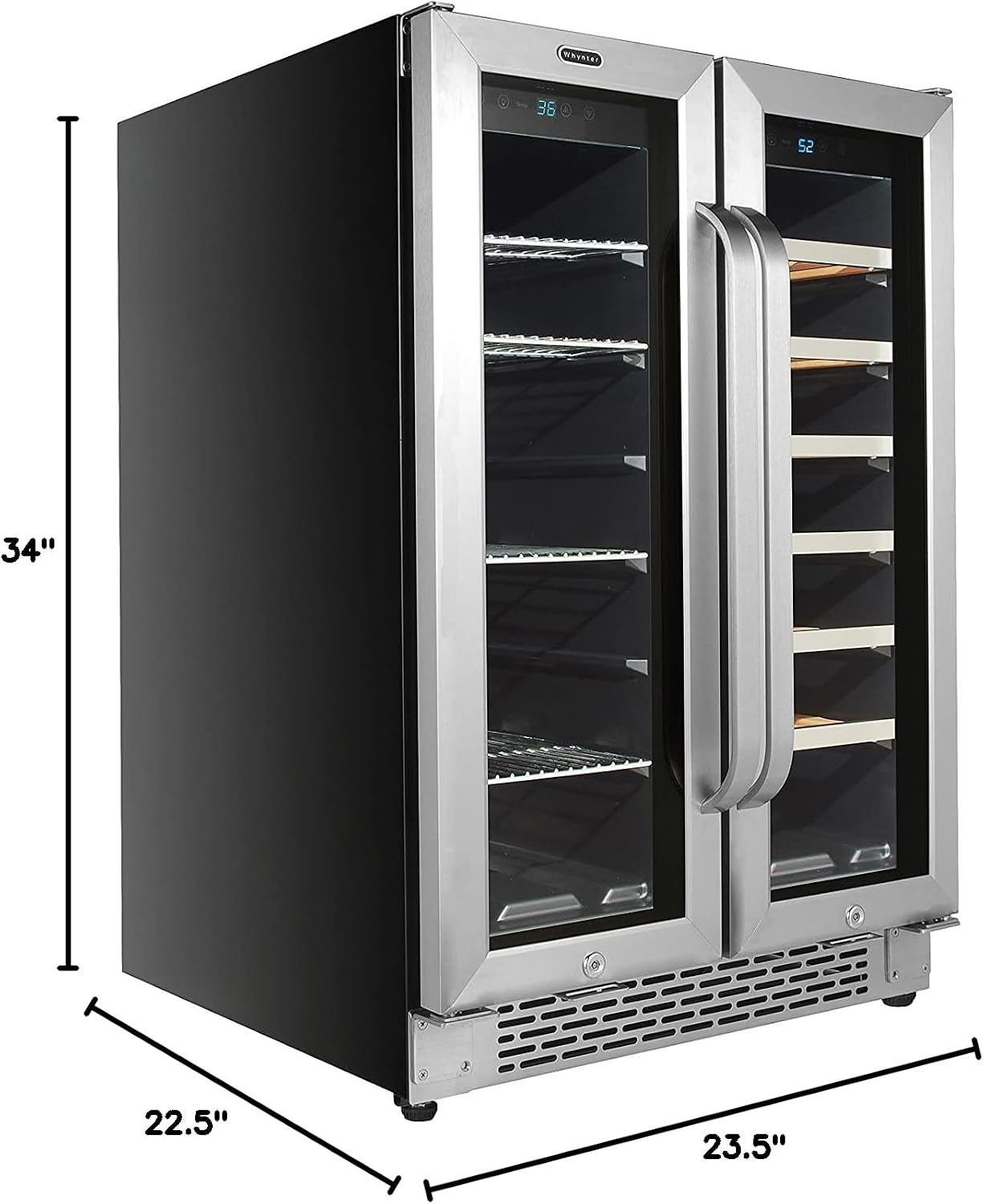 Whynter BWB-2060FDSa 24″ Built-in French Door Dual Zone 20 Bottle Wine Refrigerator 60 Can Beverage Center, Stainless Steel