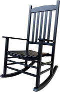 A001BK Black Wood Porch Rocker/Outdoor Rocking Chair - Easy to Assemble - Comfortable Size - Outdoor or Indoor Use