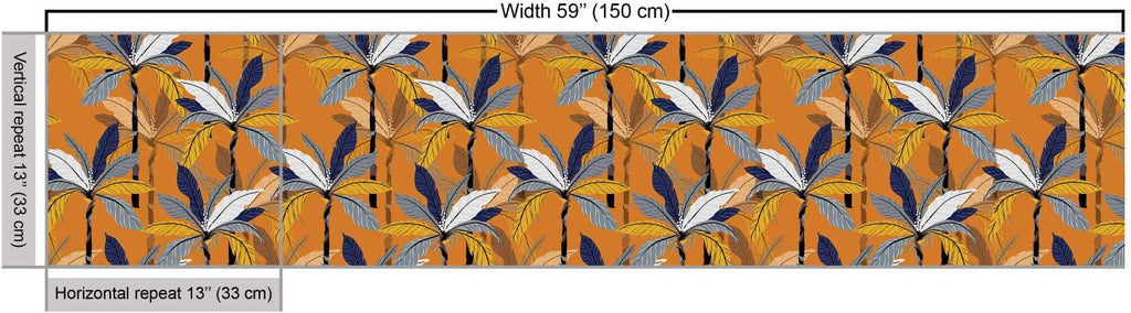 Ambesonne Tropical Fabric by The Yard, Palm Leaves on an Amber Tone Backdrop, Decorative Fabric for Upholstery and Home Accents, 10 Yards, Amber Multicolor