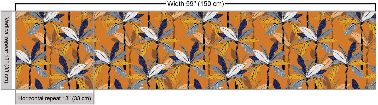 Ambesonne Tropical Fabric by The Yard, Palm Leaves on an Amber Tone Backdrop, Decorative Fabric for Upholstery and Home Accents, 10 Yards, Amber Multicolor