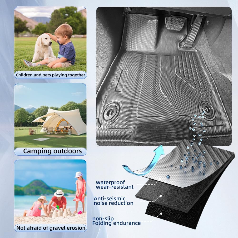 Custom Fit All-Weather Floor Mats for Toyota Sienna 2021-2026, Specifically Designed for 7-Seat Models (Platinum '24-'26 & LE/XLE/XSE/Limited '21-'25), Universal Trim-to-Fit Design (w/o Spare tire)