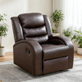 Single Leather Power Recliner Chair, Oversized Electric Lazy Boy Recliner with Home Theater Seating, Breathable Living Room Reclining Chair for Adults Reading Gaming Relax, Brown