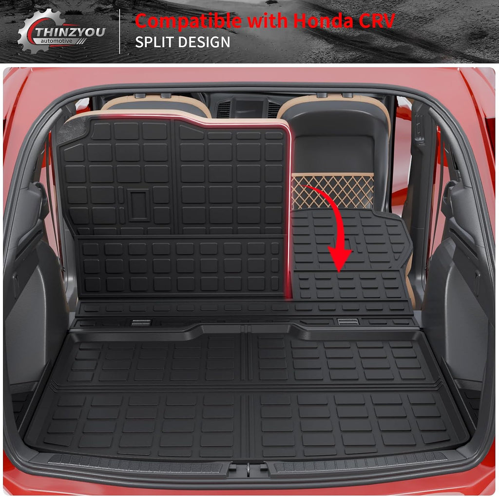 Floor Mats Compatible with 2023 2024 2025 2026 Honda CRV Cargo Mats Liner TPE Back Seat Cover Trunk Mats Fuel 2024 CR-V Accessories Non-Hybrid (Lower Deck, Trunk Mat+Backrest Mats+Floor Mats)