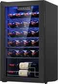Icyglee 25 Bottle Compressor Wine Cooler Refrigerator, Freestanding Wine Cellar with 41-64°F Adjust Temp & Double-layer Glass Door for Red and White, Wine Cooler for Home Bar, Black