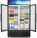 ETL & DOE Certified Commercial Beverage Refrigerator, Commercial Display Fridge with Glass Door, Upright Merchandiser Refrigerator Cooler with Front LED Light for Stores, Restaurant, Office