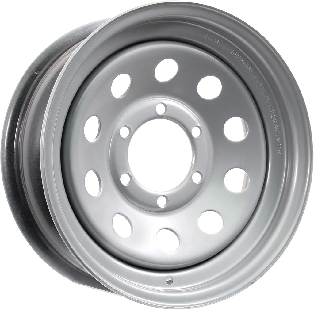 eCustomrim 2-Pack Trailer Wheel 16X6 16 Inch 6 Lug Silver Modular Rim | 16 X 6 Silver Grey Rim, 6 Lug on 5.5 Inch Bolt Pattern, 4.25 Inch Center Bore, 3760 Lbs Max Load, Trailer Tire Use Only