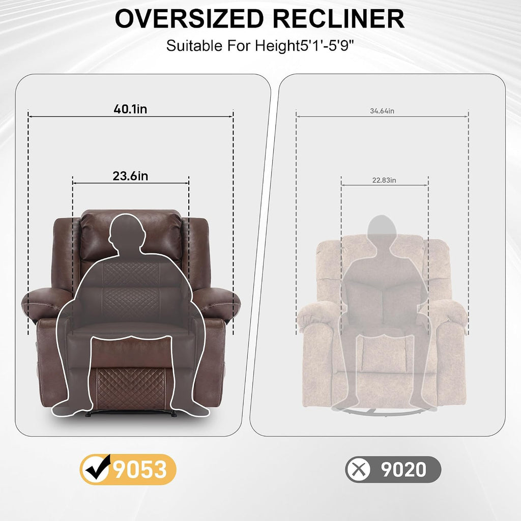 Massage Chair Recliner with Heat,Comfotable Lazy Boy Recliner Chair with 2 Side Pockets,Manual Recliners Chairs for Adults,Oversized Recliners Chairs for Big and Tall Man,Heavy Duty,PU Leather