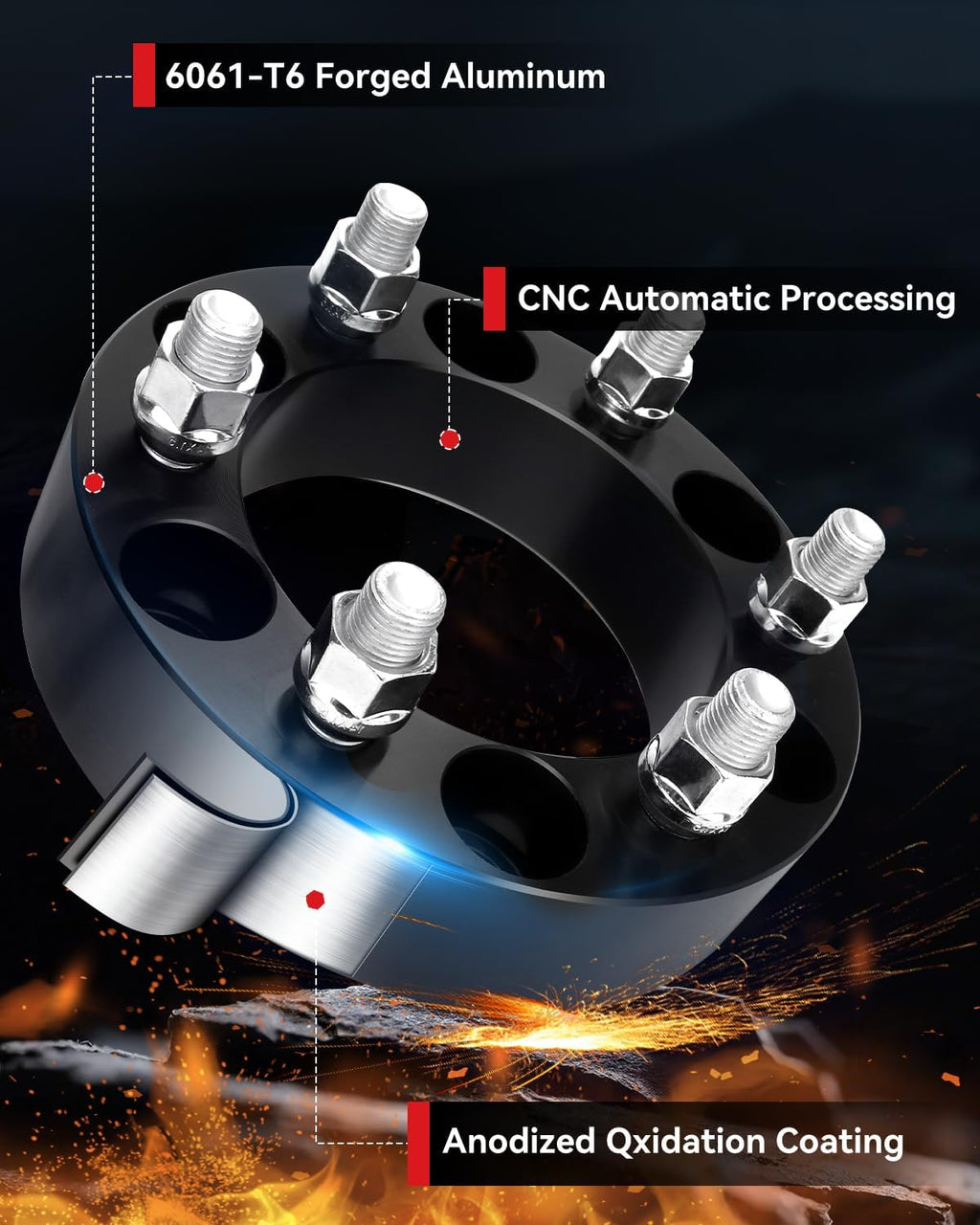 YIZBAP 6x5.5 to 6x135 Wheel Adapters for F150 Wheels on 4Runner Vehicle, 1.5 inch 6x139.7mm to 6x135mm Wheel Adapter 108mm Hub Bore with M14x1.5 Studs