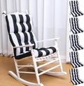Hoteam 6 Pcs High Back Chair Cushions Set - 44'' x 21'' Indoor Outdoor Waterproof Soft Thicken Stripes Replaceable Cushion for Garden Summer Rocking Chair, Patio Furniture (Black Stripes)