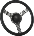 14'' Billet Banjo Half Wrap Steering Wheel with 9 Bolts 2'' Dish and Horn Button (Black)