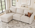 Belffin Convertible Sectional Sofa with Chaise Velvet L Shaped Sofa Couch Modular Sectional Sofa with Storage Beige