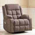Swivel Rocker Recliner Chair with Massage and Heating,Cup Holders,Glider Recliner for Adults,Soft Fabric Living Room Nursing Reclining Sofa Chair (Coffe)