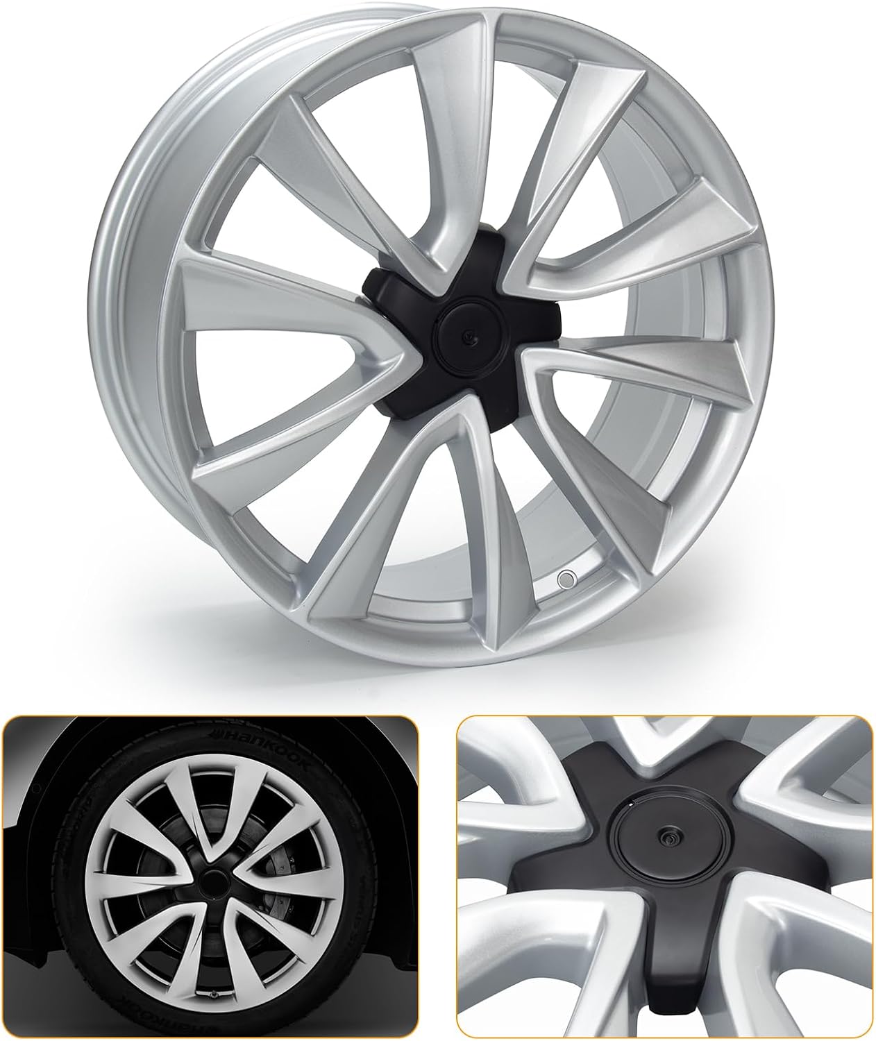 19'x8.5' Alloy Wheel Compatible with Model 3 2017-2023, 19 Inch Replacement Car Rim, 5x114.3 Bolt Pattern, ET40 Offset, 64.1mm Hub Bore, 1 Set