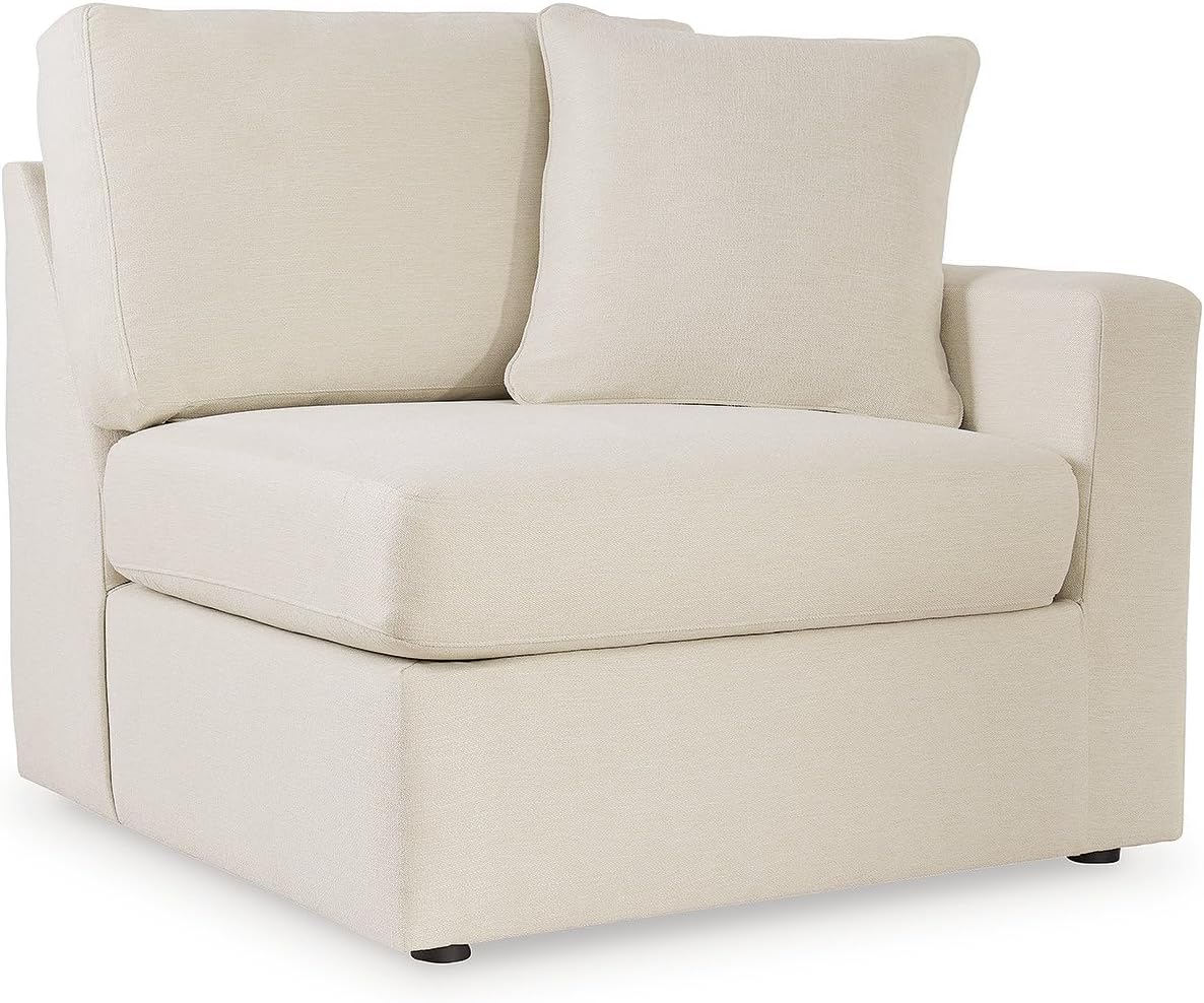 Signature Design by Ashley Modmax Coastal Modular Stain Resistant 4-Piece Sectional with Audio Console, Drawer, USB Ports and 2 Accent Pillows, Beige