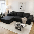107.5' Cloud Sectional Couch with L-Shape Chaise,Modern Modular Sofa with Deep Seat, Upholstered Couches for Living Room Bedroom Apartments,No Assembly Required, (Black,Left Facing Chaise)