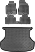 Rezaw‑Plast Floor Mats & PE Cargo Liner Set for Lexus RX 330 350 400h 2004 2005 2006 2007 2008 2009 Rubber Car Mats PE Trunk Liner Durable Tailored Custom Fit Black