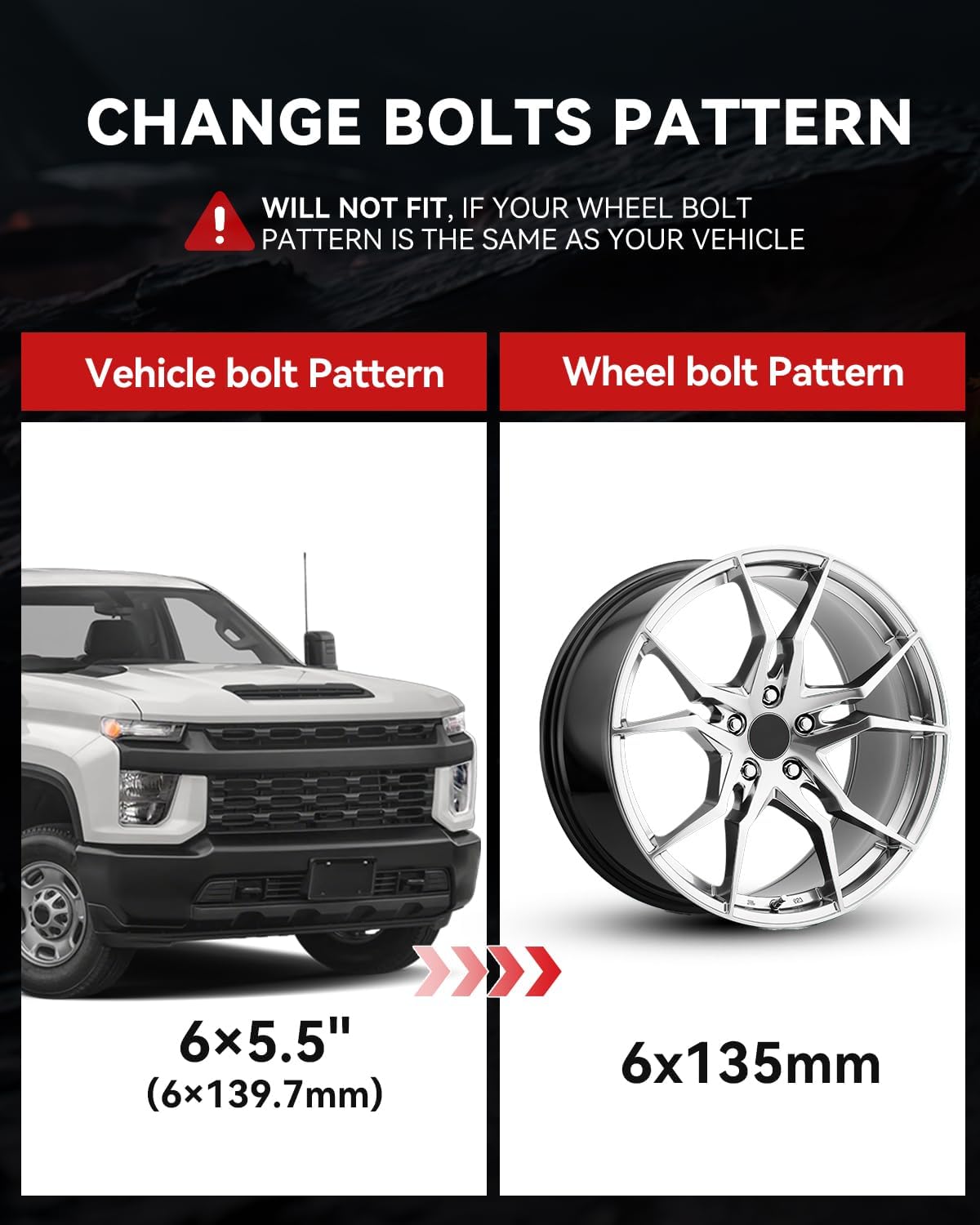 YIZBAP 6x5.5 to 6x135 Wheel Adapters for F150 Wheels on 4Runner Vehicle, 1.5 inch 6x139.7mm to 6x135mm Wheel Adapter 108mm Hub Bore with M14x1.5 Studs