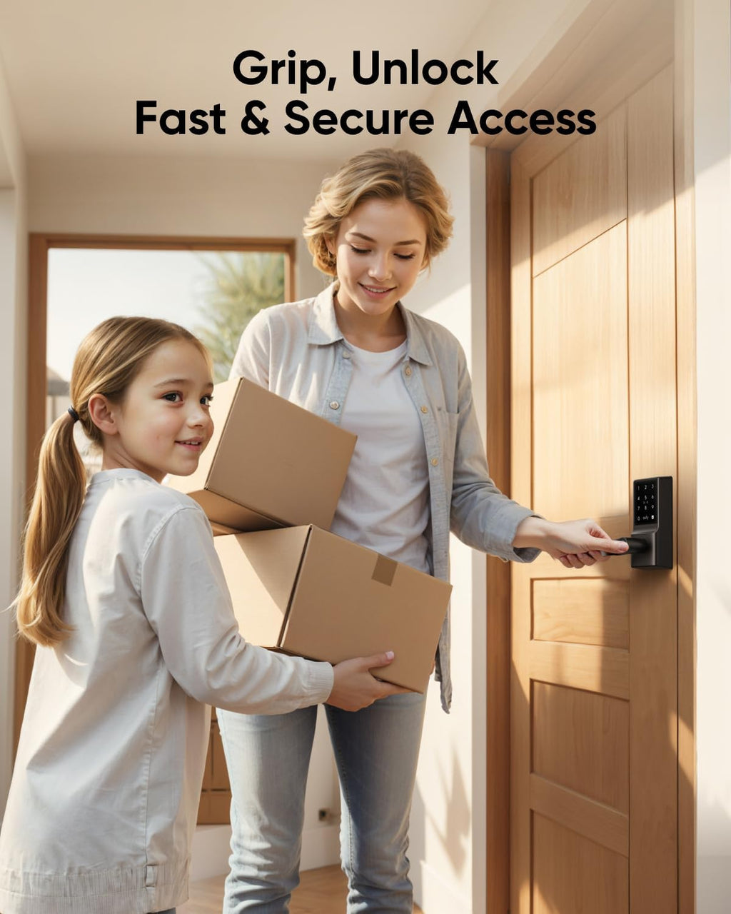 eufy Security Smart Lock C33, Fingerprint Keyless Door Lock with Handle, Built-in Wi-Fi, APP Remote Control, Biometric Door Knob for Entry Door, Auto Lock, IP53 Waterproof