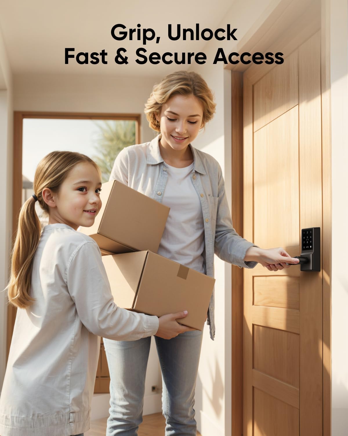 eufy Security Smart Lock C33, Fingerprint Keyless Door Lock with Handle, Built-in Wi-Fi, APP Remote Control, Biometric Door Knob for Entry Door, Auto Lock, IP53 Waterproof