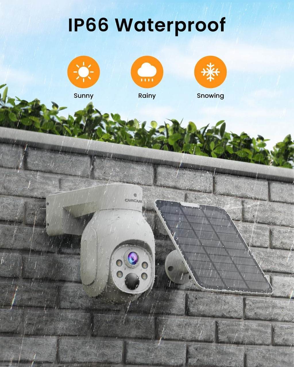 Camcamp Wireless Security Camera System, Solar Powered PTZ 6 Cam-kit Camera Security System, 500GB HDD, 4MP NVR,Easy Installation, Color Night Vision, 2 Way Audio, 2.4G & 5G WiFi for Home Outdoor
