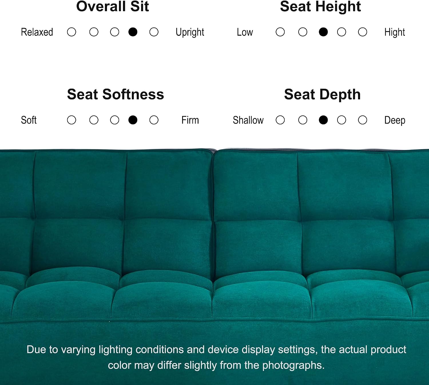 Convertible Futon Couch Bed, Sleeper Sofa Bed with Adjustable Backrests, Linen Loveseat Sofa 3 Seater Comfy Couch for Small Spaces, Living Room, Bedroom(Green, 75')