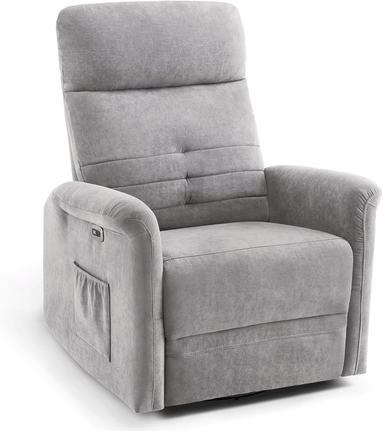 MCombo Power Swivel Glider Recliner Chair, Electric Rocker Recliner Chairs with USB Charging Ports for Living Room and Nursery, Fabric 7763 (Light Grey)