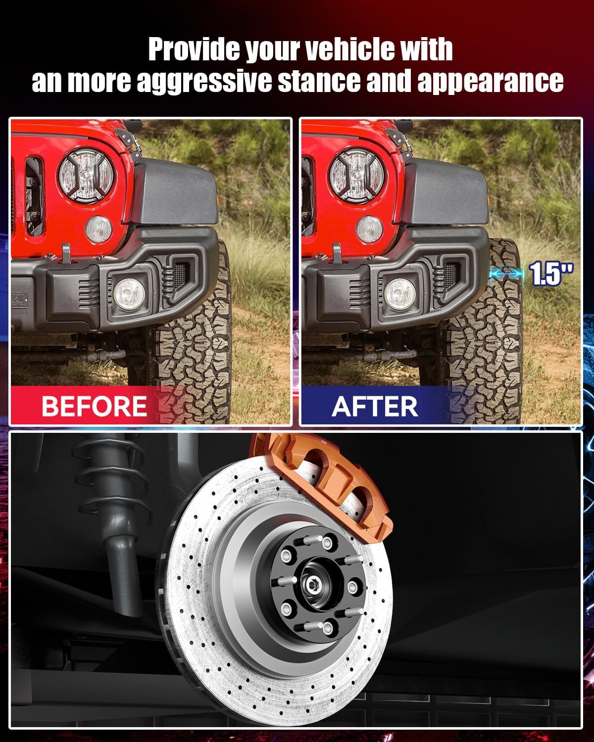 FLYCLE 1.5 inch 5x5 Hubcentric Wheel Spacers for 2018-2025 Wrangler JL/JLU, 2019-2025 Gladiator JT, 5x127mm Forged Wheel Spacer with 14x1.5 Studs & 71.5mm for 2011-2025 Grand Cherokee WK2 Durango