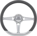 14' Satin Billet Steering Wheel with Half Wrap and Horn Button (Dark Grey)