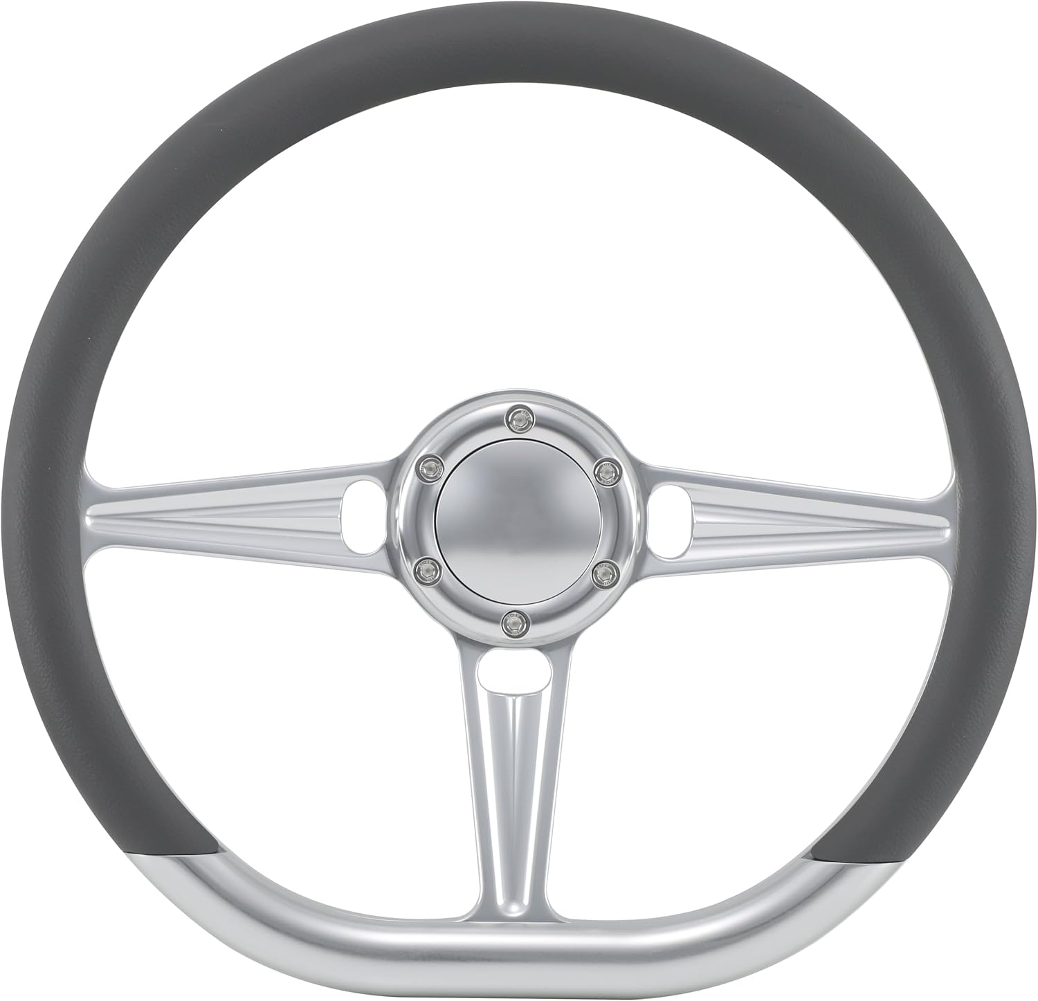 14' Satin Billet Steering Wheel with Half Wrap and Horn Button (Dark Grey)