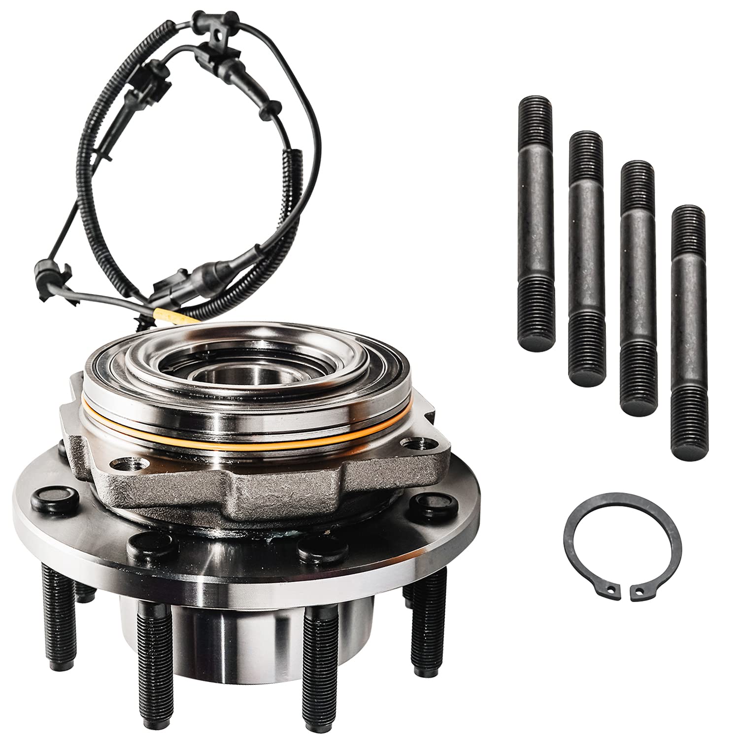 Detroit Axle - 4WD Front Wheel Bearing Hub for Ford F-250 F-350 Super Duty 2005-2010, 2006 2007 2008 2009 [SRW; w/ABS-Wire] Wheel Bearing and Hub Assembly Replacement