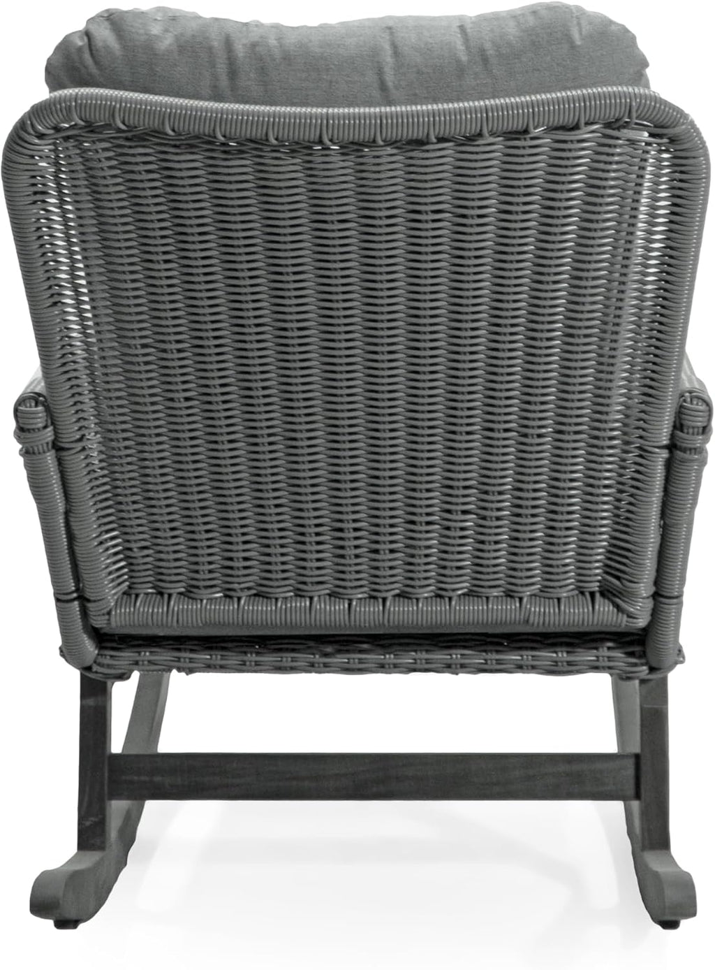 Merax 2-Piece Outdoor PE Rattan Rocking Chairs Seating Set, Wicker Modern with Soft Polyester Cushioned, Wooden Frame for Patio, Balcony Relaxation, Gray