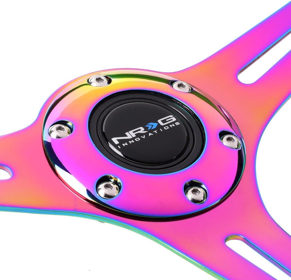 NRG Innovations NRG-ST-015MC-GN Classic Wood Grain Steering Wheel, 350mm 25mm Deep, 3 Neochrome Spokes, Green Pearl/Flake Paint