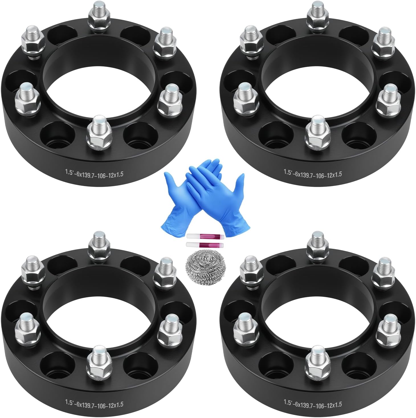 6x5.5 Wheel Spacers 1.5 inch (6x139.7mm) PCD 106mm Hub Bore M12x1.5 Studs Aluminum CNC Wheel Adapters 4pcs Car Wheel Accessories Parts Fit for 4Runner Tacoma GX470/GX460 Sequoia 1989-2024