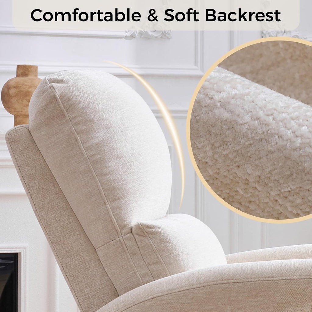 Power Swivel Rocker Recliner, Swivel Glider Nursery Recliner Chair with Lumbar Support, Upholstered Rocking Electric Recling Chairs for Adults Nursery, Living Room, Bedroom, Camel