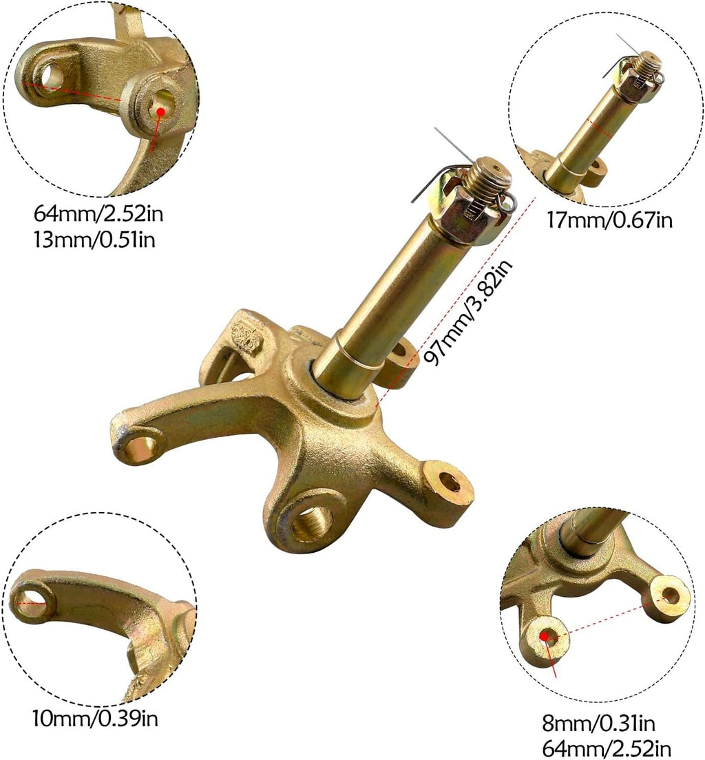 Hydraulic Rear Foot Brake Caliper with Front Wheel Hub & Steering Knuckle Kit for Go Kart ATV UTV Quad Buggy Drift Trike Mobility Off-Road
