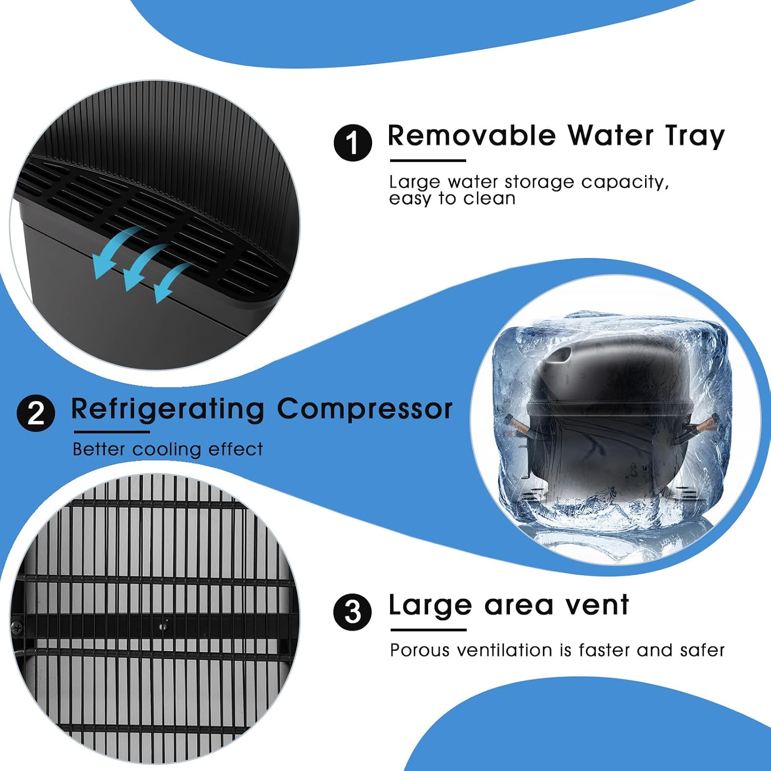 COSVALVE Water Cooler Dispenser, 5 Gallon Top Loading Hot/Cold Water Cooler w/Freezer Cabinet, Compression Refrigeration w/Child Safety Lock for Home Office, Apartment, Dorm