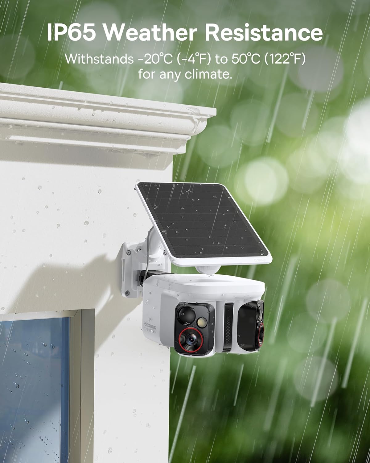 Baseus X1 Pro Dual-Tracking Solar Security Camera Outdoor Wireless, Dual 3K AI Cameras, 300° Pan, Color Night Vision, 8× Zoom, Local Storage up to 512GB, IP65, No Subscription
