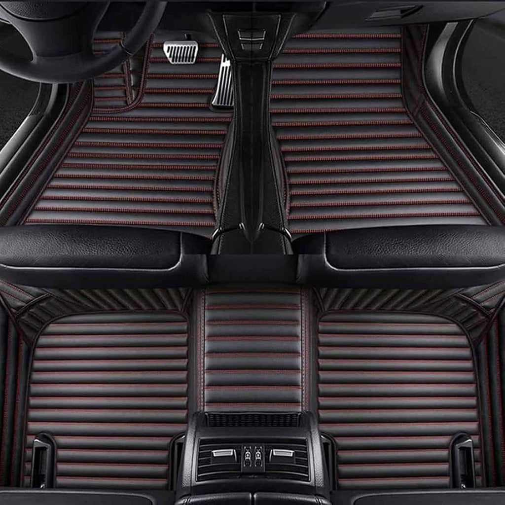 Custom All-Weather Car Floor Mats for Toyota FJ Cruiser 2007-2025, Waterproof Anti-Slip Leather Mats Full Coverage 3D Design Cargo Liners Accessories, Black-Red