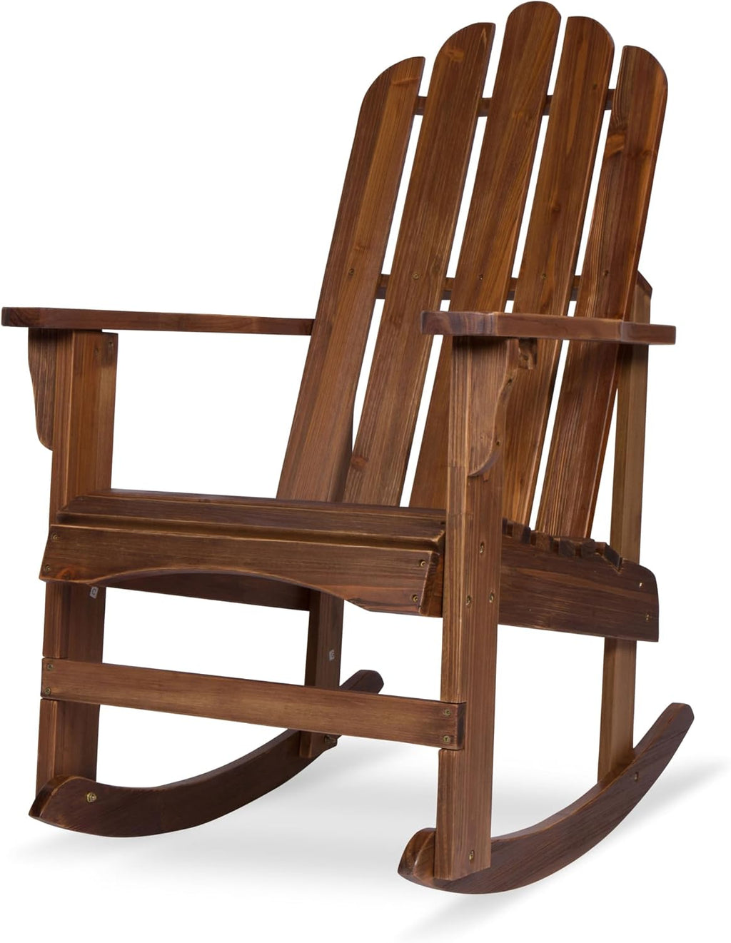 Shine Company Marina Adirondack Porch Rocker, Indoor Outdoor Wood Rocking Chair, Oak