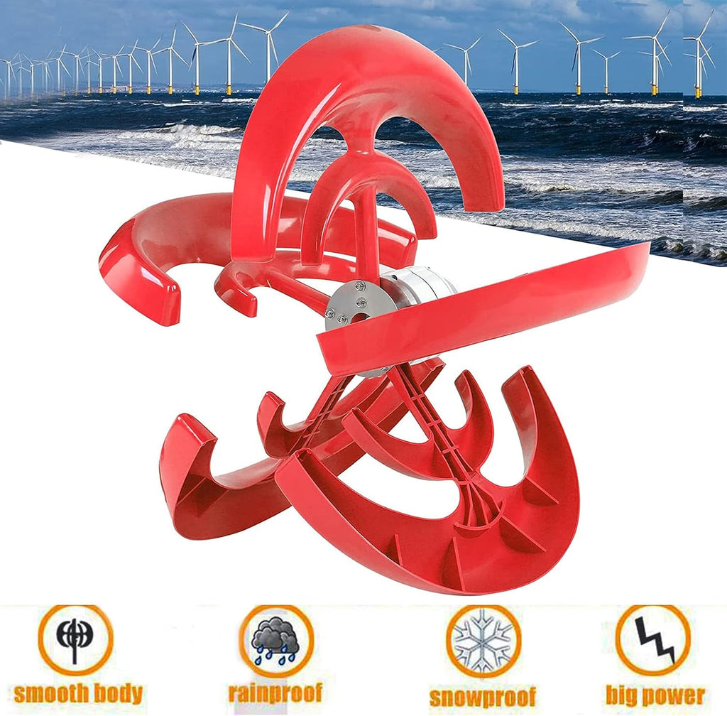 Wind Turbine Generator, 600W-1000W DC 24V 5 Blades Lantern Motor Vertical Axis Windmill with Controller for Garden Home(Low Noise)