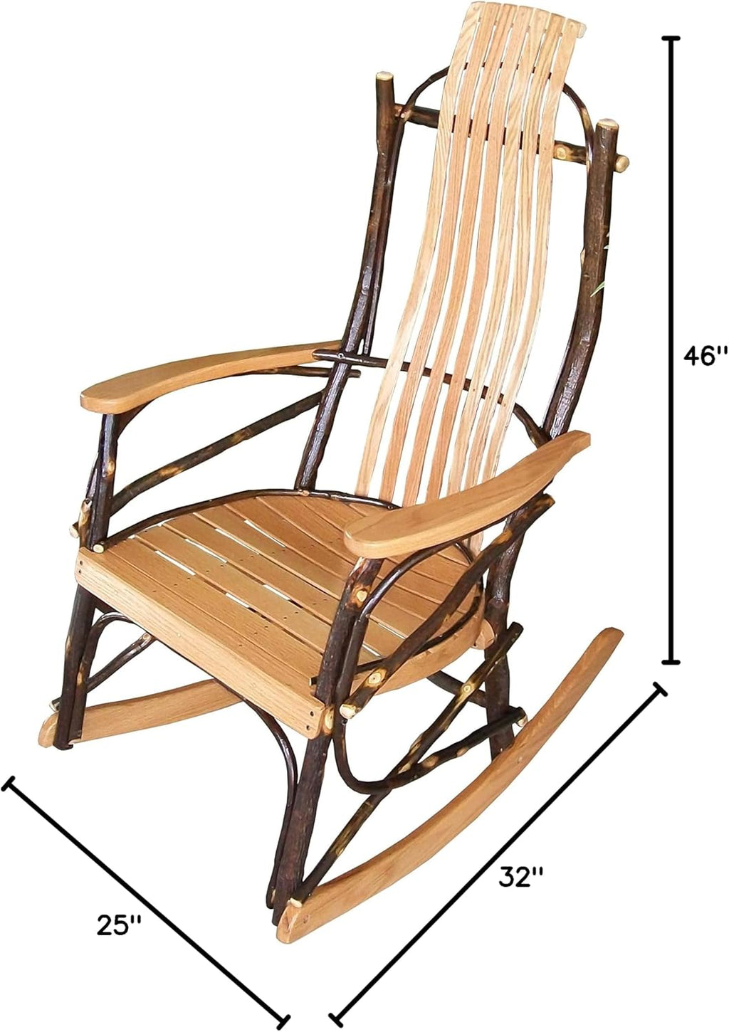 Amish-Made Medium Natural-Stained Oak and Hickory Rocking Chair