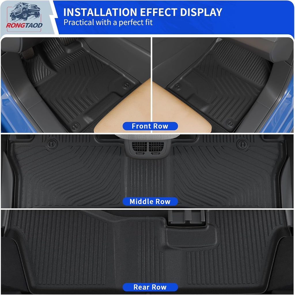 Rongtaod Floor Mats Compatible with 2016-2022 Honda Pilot 8 Seats Trunk Mat Cargo Mat Cargo Liner Back Seat Cover Protector (No Elite Model) Pilot Accessories (Trunk Mat with Backrest Mat+Floor Mats)