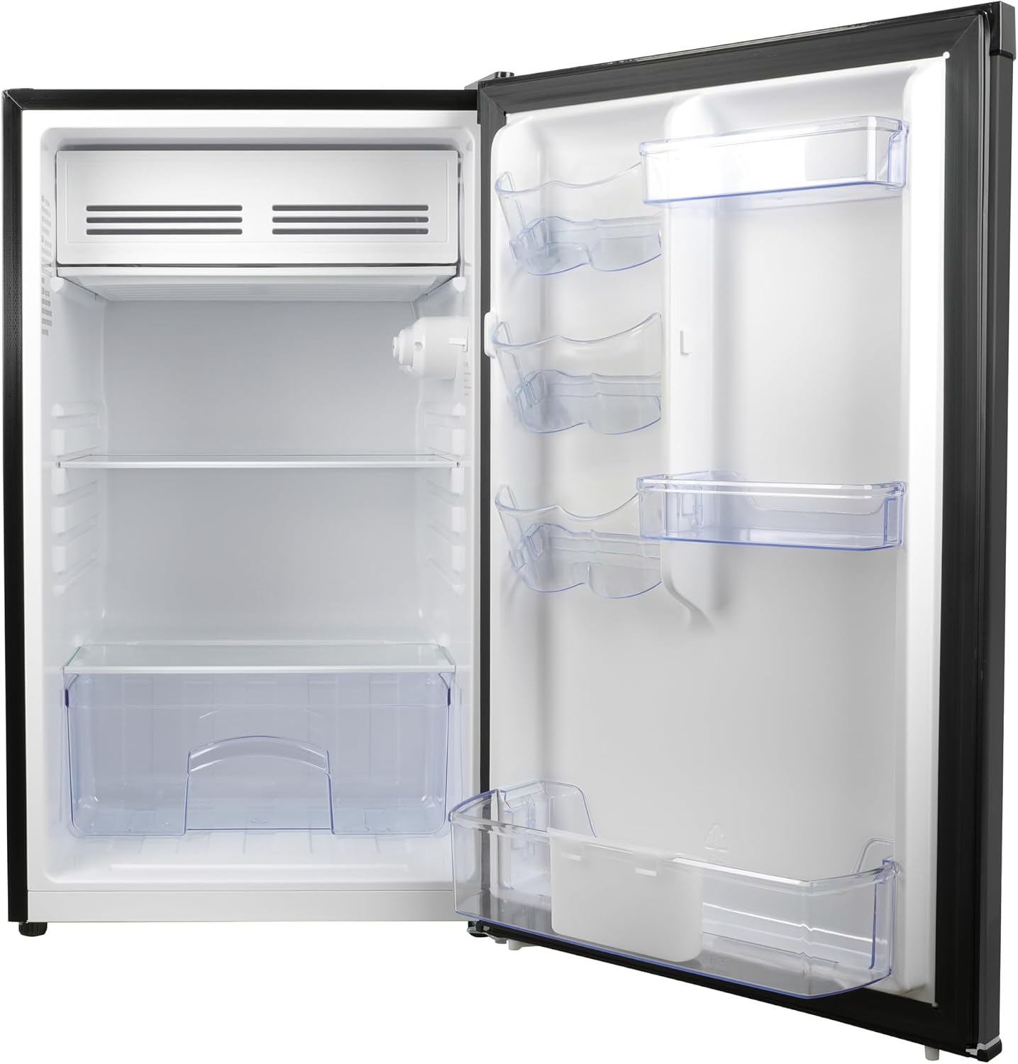 Avanti Mini Fridge Compact Refrigerator for Home Office or Dorm with Reversible Door, Chiller Compartment, Adjustable Slide-out Shelves with Temperature Control and Manual Defrost, 4.4-Cu.Ft., Black
