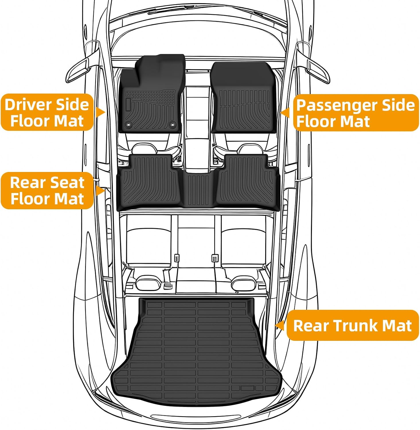 Floor Mats for Toyota Prius 2016 2017 2018 2019 2020 2021 2022(NOT for Prius c or Prius v), Front Rear Mats & Cargo Liner, TPE Non-Slip Waterproof Summer Winter Car Accessories